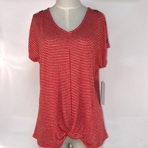 Red and white stripped top